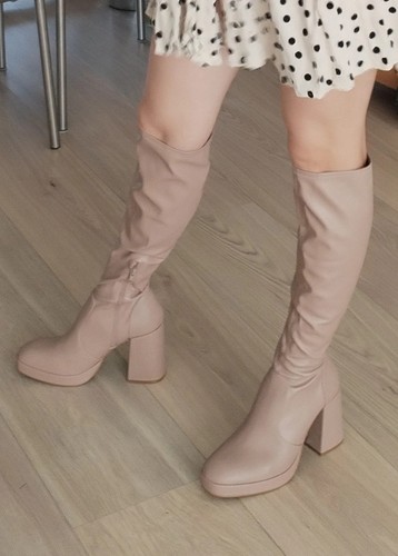 Schuh kniehohe stiefel beige - stiefel,