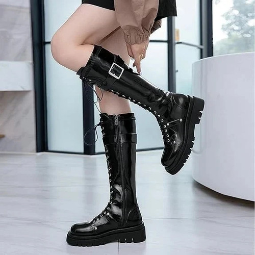 Damen knee high combat boots - high,