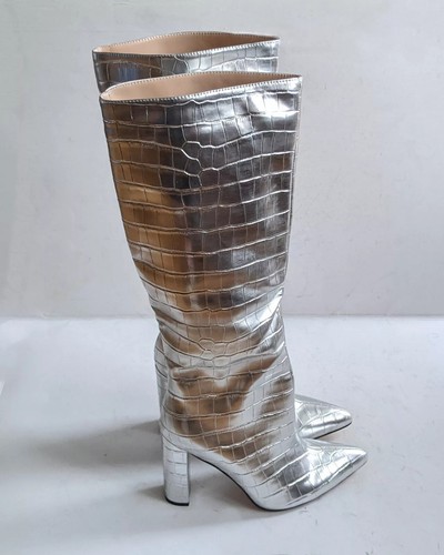 Metallic silber kniehohe - silber,