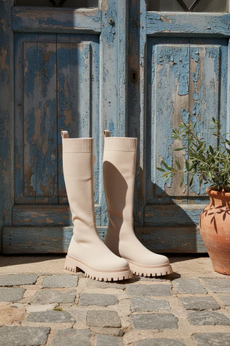 Sock boots beige - boots, –